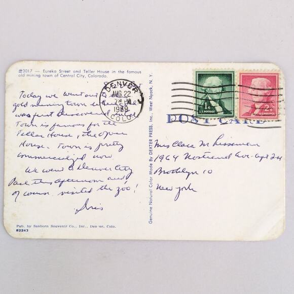 Eureka Street Teller House Central City Colorado 1950s Postcard Mining Town - Picture 2 of 2